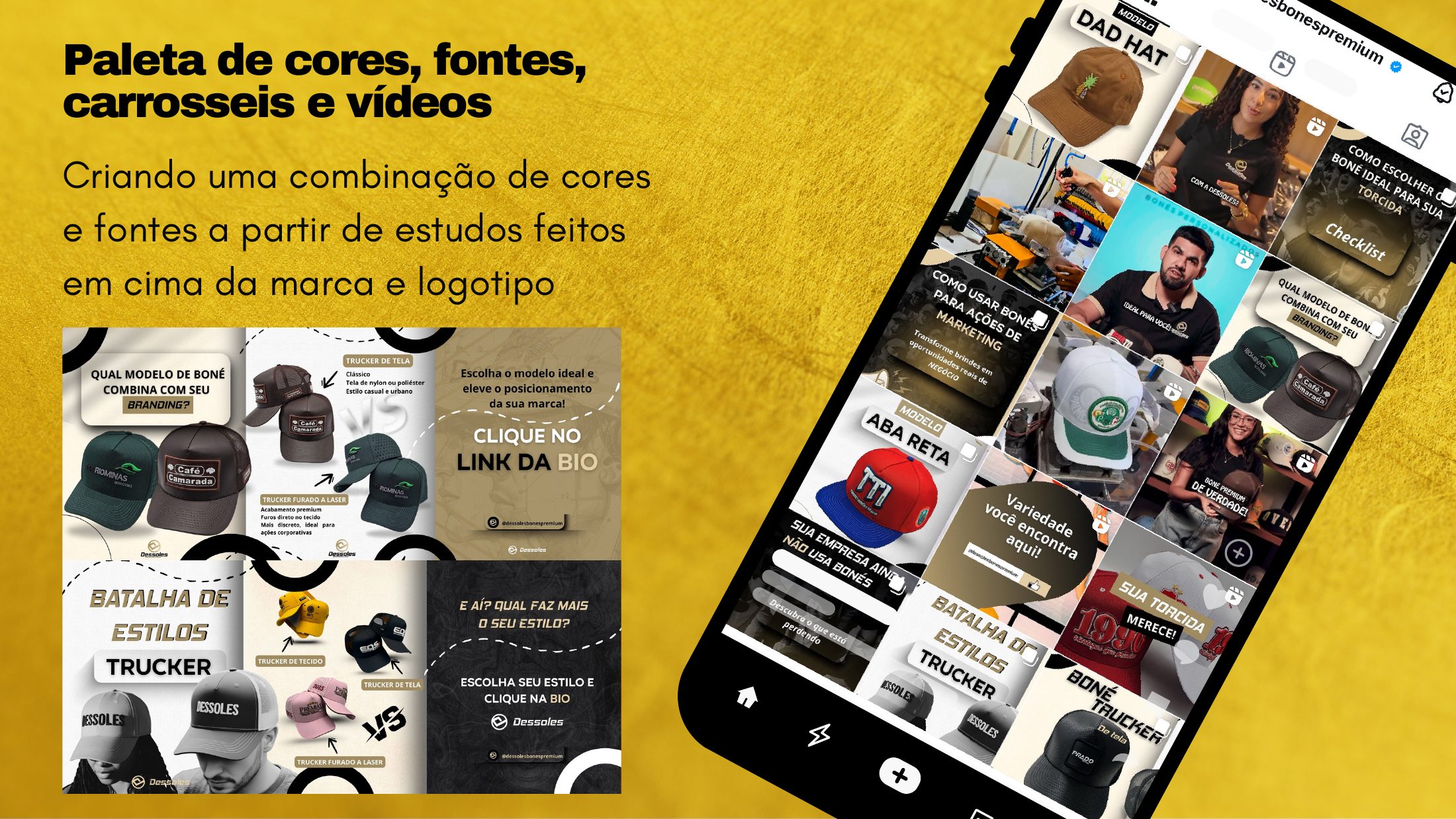 Feed e carrosséis criados para marca de bonés
